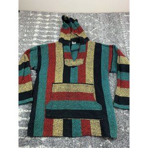 Vintage 90s Indian Blanket Hoodie Mens XL Mexport Striped